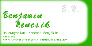 benjamin mencsik business card